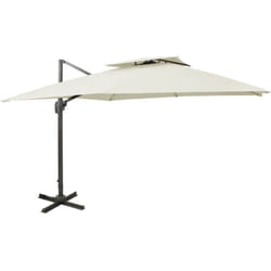 Parasol de jardin en porte-à-faux avec double toit sable - Vidaxl