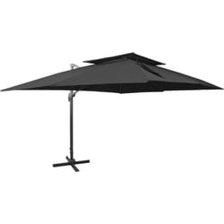 Vidaxl - Parasol de jardin en porte-à-faux avec double toit noir