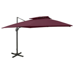 Vidaxl - Parasol de jardin en porte à faux à double toit rouge bordeaux