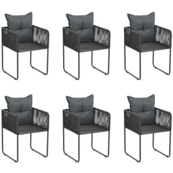 vidaXL Chaises d'extérieur lot de 6 avec oreillers Résine tressée Noir