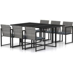 vidaXL Salon de jardin 7 pcs avec coussins Résine tressée Gris - TU