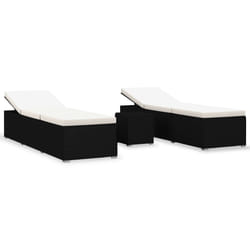 VidaXL 3057662 chaise d'extérieur Linge Siège rembourré Polyester, Polyuréthane, Acier Noir, Crème, Blanc