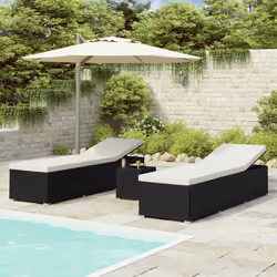 VidaXL 3057662 chaise d'extérieur Linge Siège rembourré Polyester, Polyuréthane, Acier Noir, Crème, Blanc