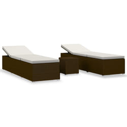 VidaXL 3057663 chaise d'extérieur Linge Siège rembourré Polyester, Polyuréthane, Acier Marron, Crème, Blanc