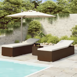 VidaXL 3057663 chaise d'extérieur Linge Siège rembourré Polyester, Polyuréthane, Acier Marron, Crème, Blanc