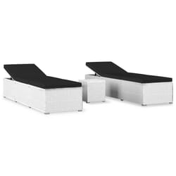 VidaXL 3057664 chaise d'extérieur Linge Siège rembourré Polyester, Polyuréthane, Acier Noir, Blanc