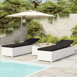 VidaXL 3057664 chaise d'extérieur Linge Siège rembourré Polyester, Polyuréthane, Acier Noir, Blanc