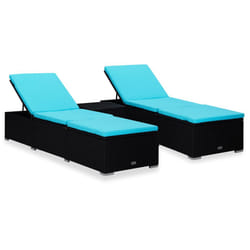 VidaXL 3057668 chaise d'extérieur Linge Siège rembourré Polyester, Polyuréthane, Acier Noir, Bleu