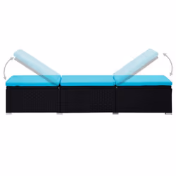 VidaXL 3057668 chaise d'extérieur Linge Siège rembourré Polyester, Polyuréthane, Acier Noir, Bleu - Vue supplémentaire 5