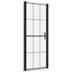 vidaXL Porte de douche verre trempé 91x195 cm noir - TU