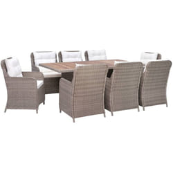 Vidaxl - Ensemble à manger d'extérieur avec coussins 9pcs Résine tressée