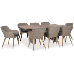 Vidaxl - Salon de jardin avec coussins 9 pcs Résine tressée