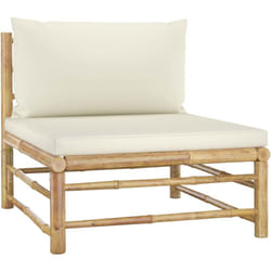 Vidaxl - Canapé central de jardin avec coussins blanc crème Bambou