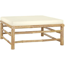 Vidaxl - Repose-pied de jardin avec coussin blanc crème Bambou