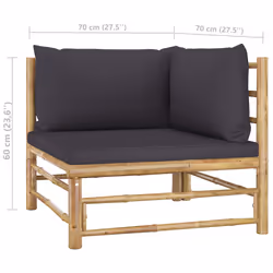 VidaXL 313152 banc de jardin Bambou, Polyester - Vue supplémentaire 6