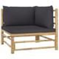 vidaXL Canapé d'angle de jardin avec coussins gris foncé Bambou - TU