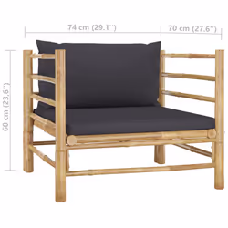 VidaXL 313156 banc de jardin Bambou, Polyester - Vue supplémentaire 6
