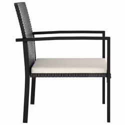 VidaXL 315110 chaise d'extérieur Terrace Siège rembourré Polyuréthane, Acier Noir, Crème