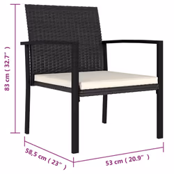 VidaXL 315110 chaise d'extérieur Terrace Siège rembourré Polyuréthane, Acier Noir, Crème - Vue supplémentaire 5