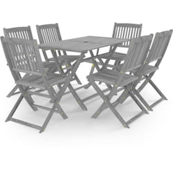 vidaXL Ensemble à manger de jardin 7 pcs Bois d'acacia massif Gris - TU