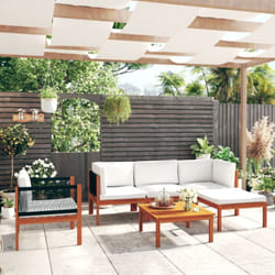Vidaxl - Salon de jardin 6 pcs avec coussins Crème Bois d'acacia solide