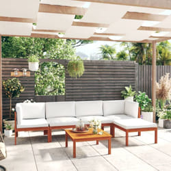 vidaXL Salon de jardin 6 pcs avec coussins Crème Bois d'acacia solide