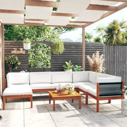 vidaXL Salon de jardin 8 pièces avec coussins, bois d'acacia crème et corde - TU