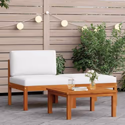 vidaXL Salon de jardin 3 pièces avec coussins en bois d'acacia et corde - TU