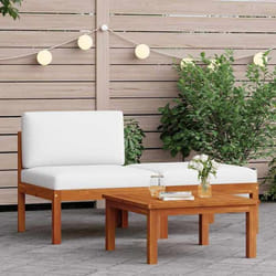 vidaXL Salon de jardin 3 pièces avec coussins en bois d'acacia et corde - TU