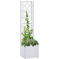 Vidaxl - Lit surélevé de jardin et treillis et système d'arrosage Blanc