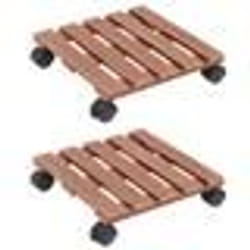 vidaXL Chariots à plantes 2 pcs Marron 30x30x7,5 cm WPC - TU