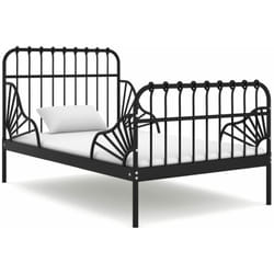 Cadre de lit extensible Noir Métal 80x130/200 cm