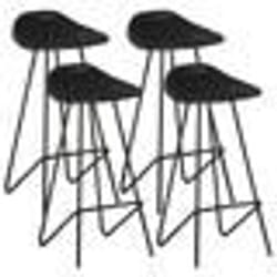 vidaXL Tabourets de bar lot de 4 noir cuir véritable