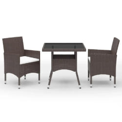vidaXL Ensemble à manger de jardin 3pcs Marron Résine tressée et verre - TU