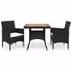 vidaXL Ensemble à manger de jardin 3 pcs Noir Résine tressée et acacia - TU