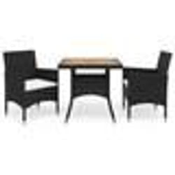vidaXL Ensemble à manger de jardin 3 pcs Noir Résine tressée et acacia - TU