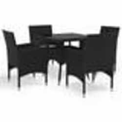 vidaXL Ensemble à manger de jardin 5 pcs Noir Résine tressée et verre - TU