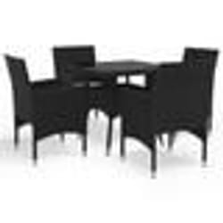 vidaXL Ensemble à manger de jardin 5 pcs Noir Résine tressée et verre - TU