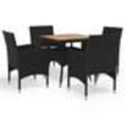vidaXL Ensemble à manger de jardin 5 pcs Noir Résine tressée et acacia - TU