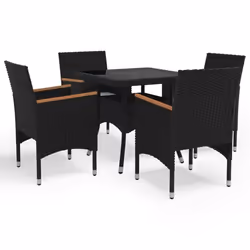 vidaXL Ensemble à manger de jardin 5 pcs Noir Résine tressée et acacia - TU