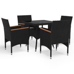 vidaXL Ensemble à manger de jardin 5 pcs Noir Résine tressée et acacia - TU