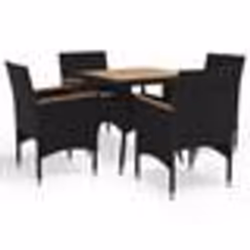 vidaXL Ensemble à manger de jardin 5 pcs Noir Résine tressée et acacia - TU