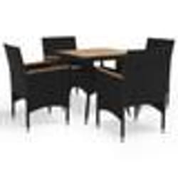 vidaXL Ensemble à manger de jardin 5 pcs Noir Résine tressée et acacia - TU