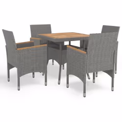 vidaXL Ensemble à manger de jardin 5 pcs Gris Résine tressée et acacia - TU