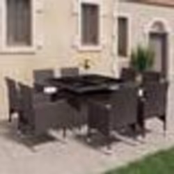 vidaXL Ensemble à manger de jardin 9pcs Résine tressée et verre Marron - TU