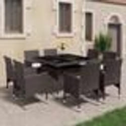 vidaXL Ensemble à manger de jardin 9pcs Résine tressée et verre Marron - TU