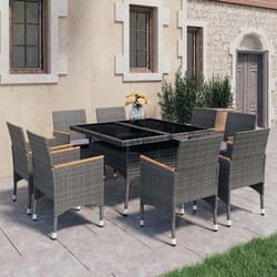 vidaXL Ensemble à manger de jardin 9 pcs Résine tressée et acacia Gris - TU