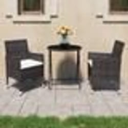 vidaXL Ensemble de bistro de jardin 3 pcs poly rotin et verre trempé - TU