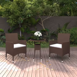 vidaXL Ensemble à manger de jardin 3pcs Résine tressée Marron