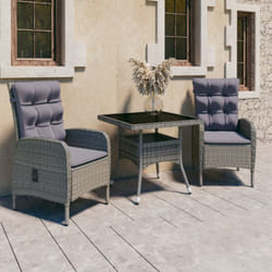 Vidaxl - Ensemble à dîner de jardin 3 pcs Résine tressée et verre Gris